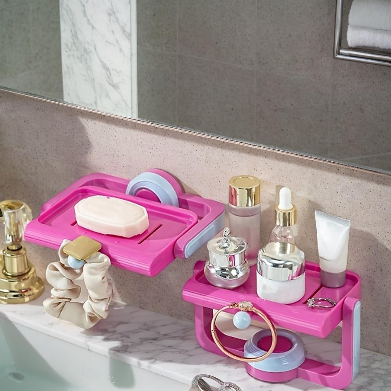 Wandgemonteerde zuignap roterende zeepbak met afvoer, niet-borende spons en zeeprek organizer, perfect voor douche, badkamer, bad en keukengootsteen 2025 - $13.99 –P15
