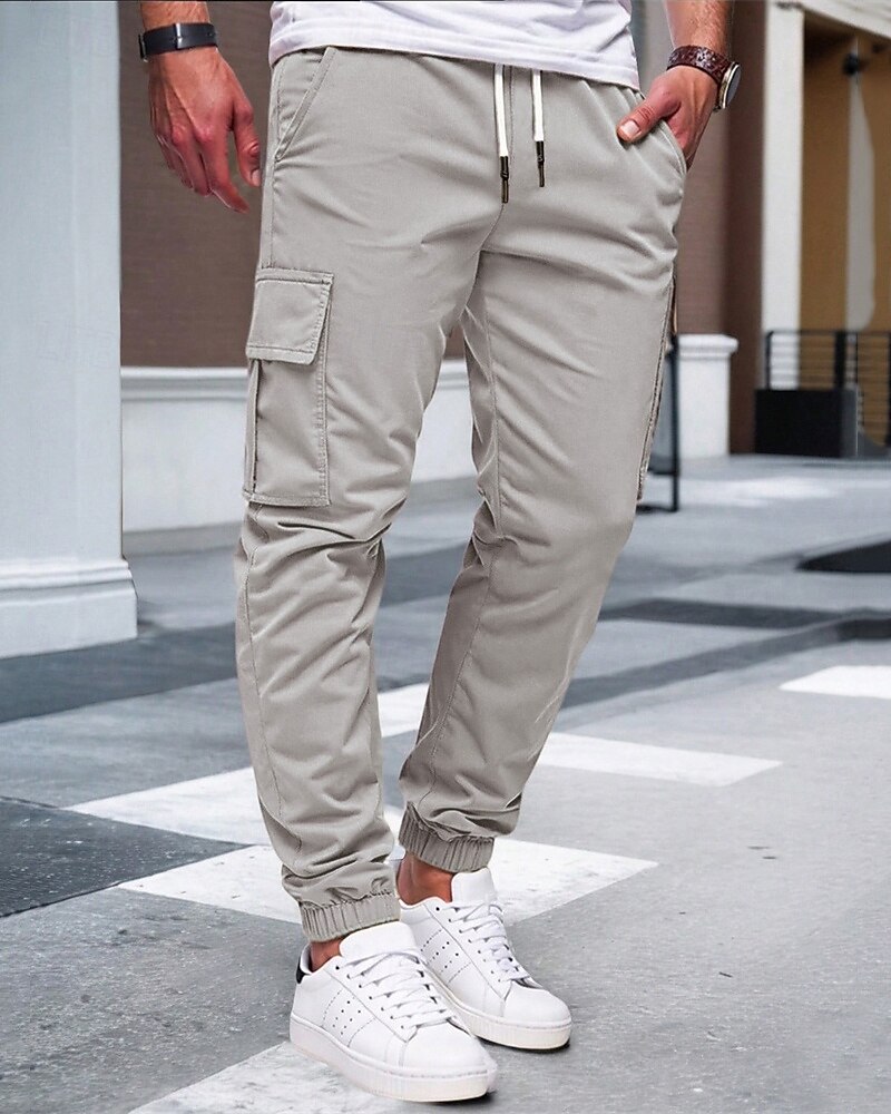 Men's Cargo Pants Joggers Trousers Drawstring Elastic Waist Multi Pocket Plain Wearable Outdoor Daily Camping & Hiking Fashion Classic Black Yellow 2026 - $21.99 –P4