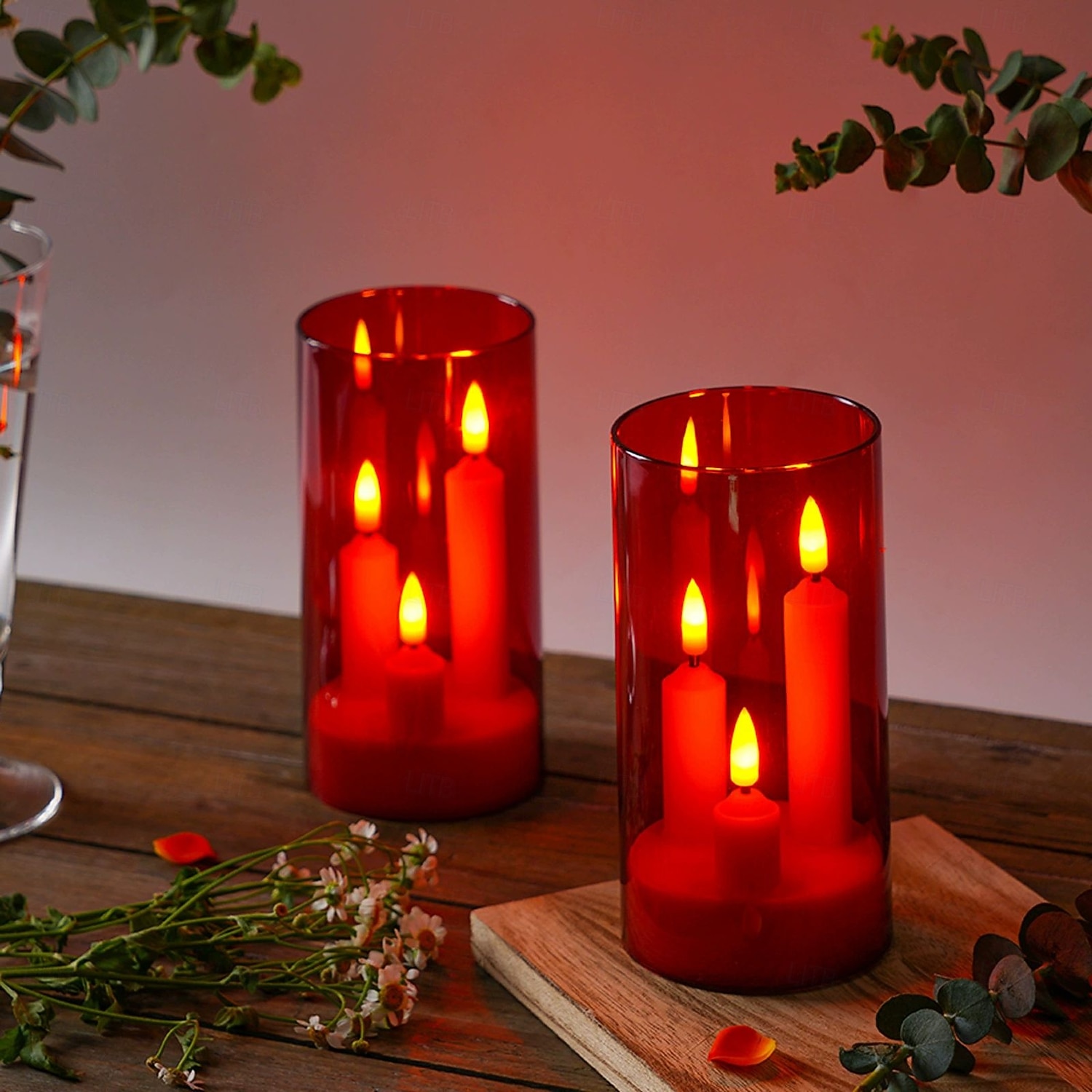 2026年 2個アクリルフレームレスキャンドルライトバッテリー駆動キャンドルスタンドライトウェディングパーティーファミリーディナーの雰囲気ホリデー装飾用  コレクション – $21.99 –P11
