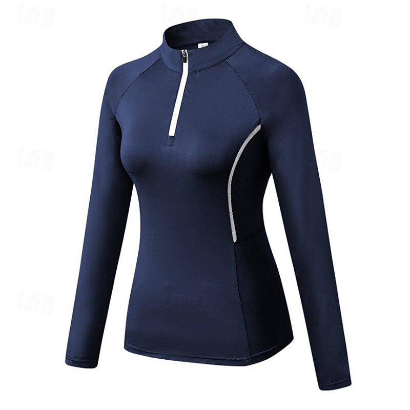 Damskie Koszula treningowa Top do jogi Kołnierz stawiany Szybkie wysychanie Zamek błyskawiczny ćwierć Długi rękaw Sport Jednokolorowe Top Dla Siłownia Obuwie sportowe Sportowy Odzież sportowa 2025 - $25.99 –P5