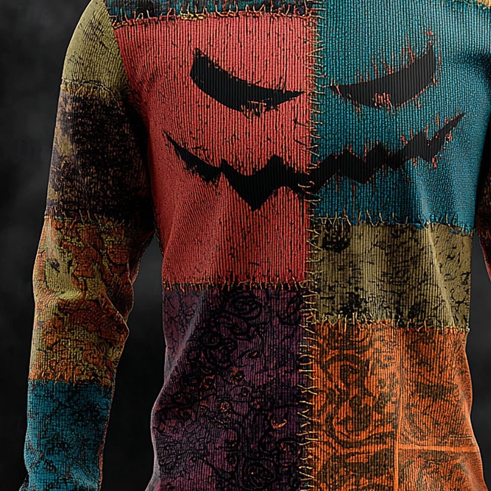 Halloween Ανδρικά Συνδυασμός Χρωμάτων Πουλόβερ πουλόβερ Πλεκτά Λαιμόκοψη Καθημερινό Διακοπές Καθημερινά Φεστιβάλ 3D εκτύπωση Διατηρείτε Ζεστό Μακρυμάνικο Άνοιξη Φθινόπωρο Χειμώνας 2025 - $32.99 –P4