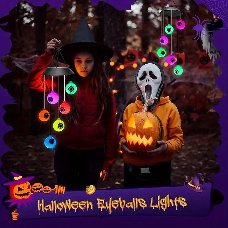 Солнечный светильник-вибрация в виде глазного яблока на Хэллоуин, водонепроницаемый, подвесной светильник для улицы, внутреннего помещения, для украшения двора, крыльца, патио, окна, вечеринки с злыми 2026 - $20.99 –P4