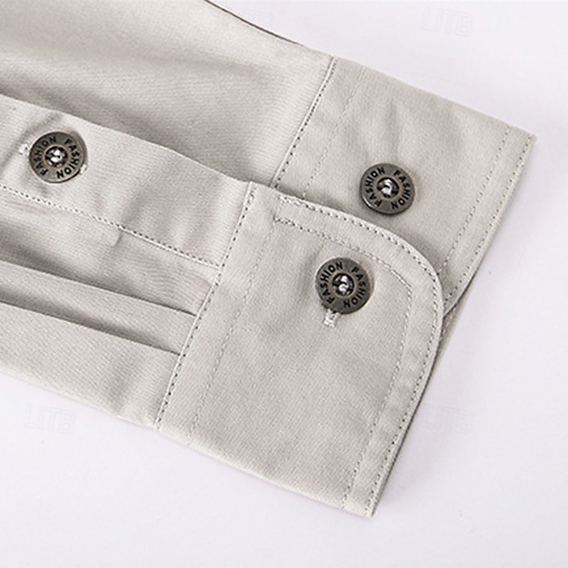 Муж. рубашка-карго Рубашка для туризма и прогулок Тактическая военная рубашка Длинный рукав Отложной Верхняя часть На открытом воздухе Дышащий Весна Осень Хлопок Черный Белый Военно-зеленный 2026 - $31.99 –P13