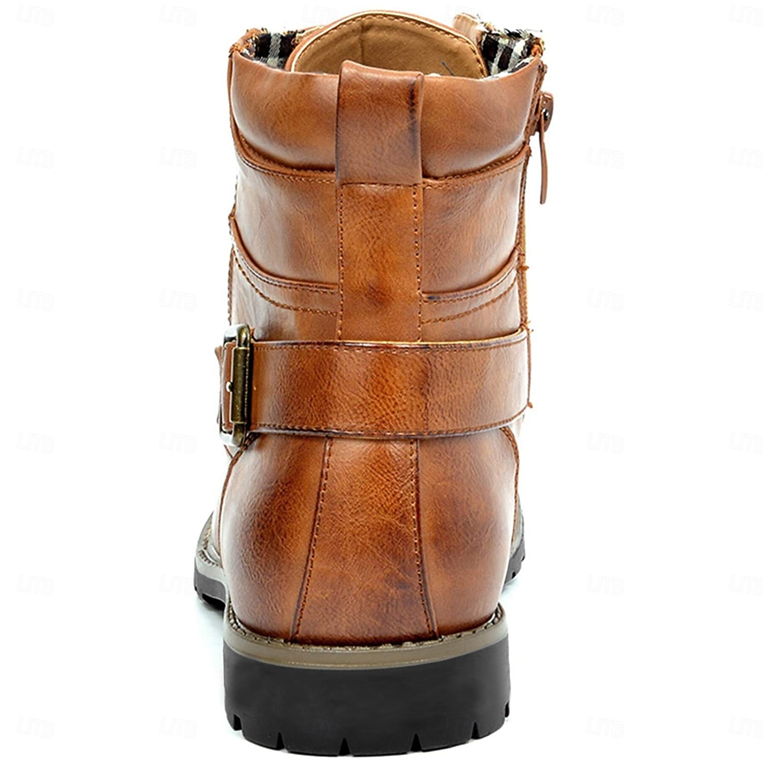 botas de combate masculinas com zíper lateral e fivela - botas de cano curto com cadarço de moda casual para roupas urbanas e do dia a dia de 2025 por $59.99 –P7