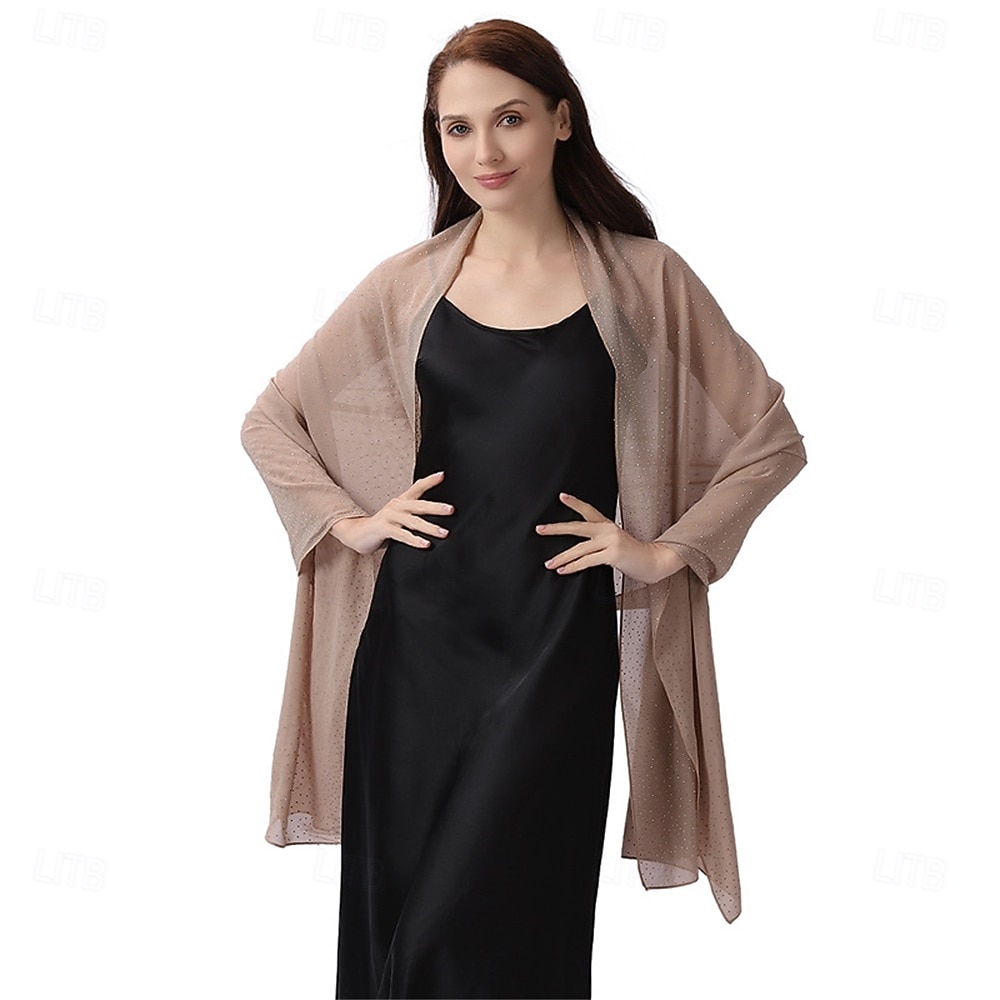 scialli e stole da donna per abiti da sera, scialli in chiffon trasparente con strass scintillanti, copriabiti formali del 2025 a $31.99 –P16