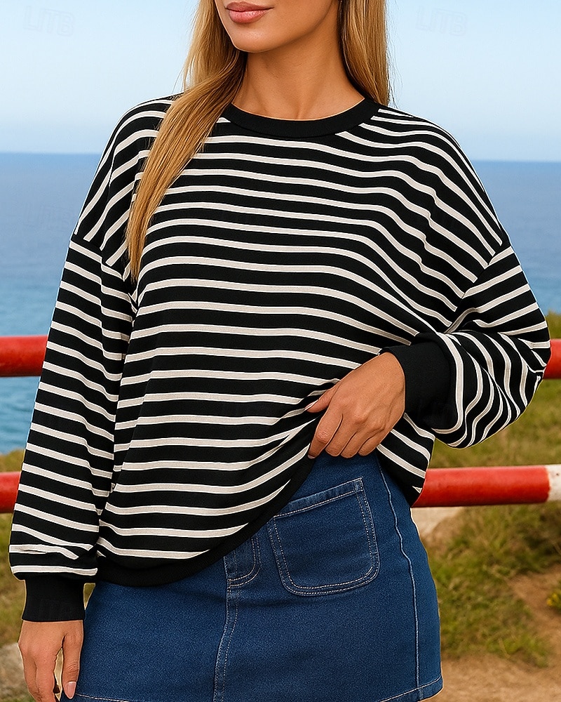 Dámské Mikina s kapucí Ležérní topy Dlouhý rukáv Vrchní část oděvu Oblečení na atletiku Podzim S proužky Módní Venkovní Cestování sportovní oblečení Sportovní oděvy Černá Bílá Světlá růžová 2025 - $23.99 –P1