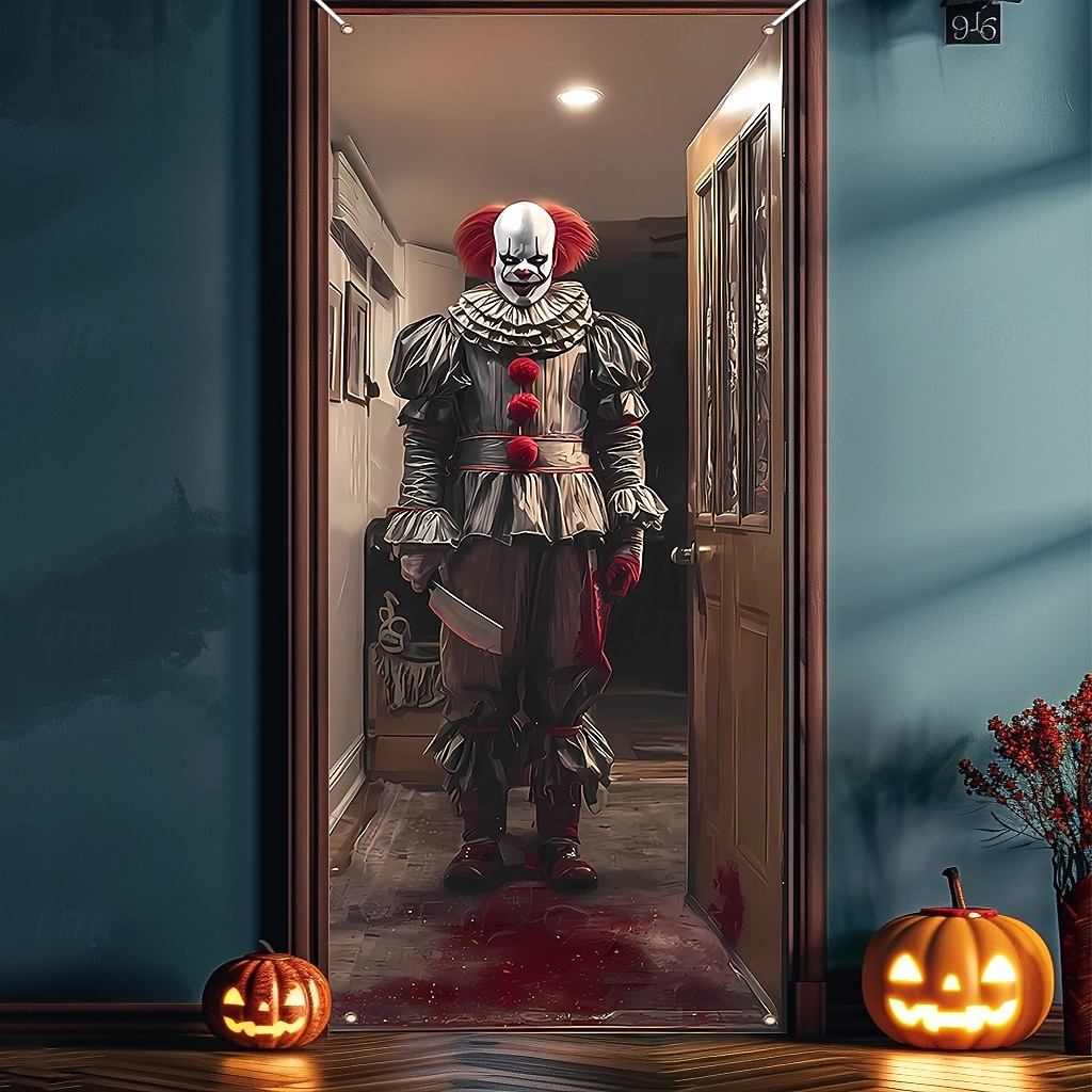 Kryt dveří Venkovní bannery Klaun 3D Temný punk gotický Večírek Outdoor Střelecké pozadí Vchodové dveře Veranda na zdi Bytové dekorace 2025 - $16.99 –P6