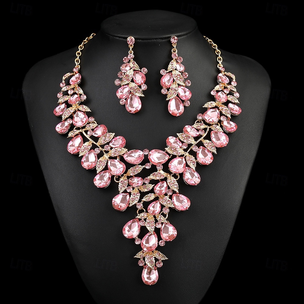 Parure de bijoux 2 Chrome Boucles d'oreilles Collier Femmes Élégant ancien Mode Le style rétro Classique Parure de Bijoux Pour Mariage Soirée robe demoiselle d honneur de 2025 ? $29.99 –P10