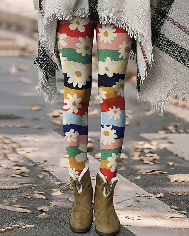 Mulheres Calças Leggings Leggings aconchegantes Roupa de rua Casual Comprimento total Cintura Alta Listrado Cintura elástica Imprimir Respirabilidade Confortável Com Stretch Férias Rua Roupa Diária de 2026 por $20.99 –P5