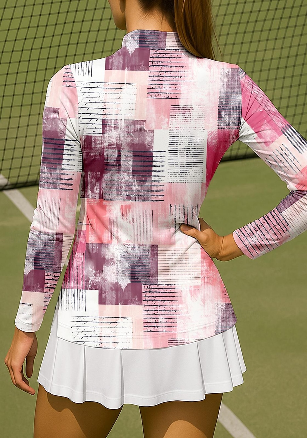 Damen Geometrisch Farbverlauf Shirt Sporthemd Golf-Poloshirt Tennis Shirt Langarm Reißverschluss Blumen UPF50+ UV-beständig Hohe Elastizität Feuchtigkeitsableitend Atmungsaktiv Tennis Golfspiel 2026 - $25.99 –P2