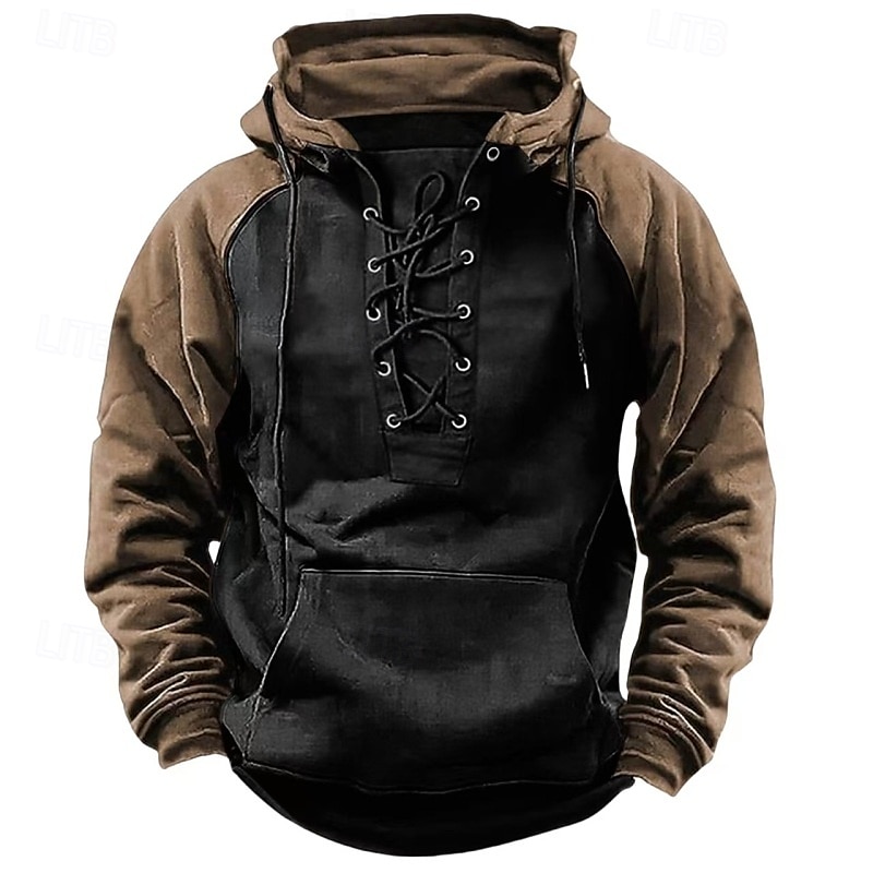 Herren Kapuzensweatshirt Taktischer Kapuzensweatshirt Weinrot Schwarz Armeegrün Marineblau Khaki Mit Kapuze Einfach Schnürung Reißverschluss Farbblock Sport & Outdoor Lässig Täglich Streetwear Cool 2025 - $17.99 –P6