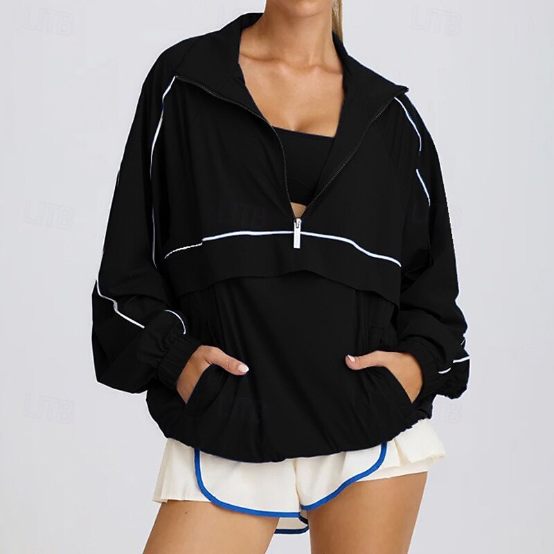 Damskie Kurtka sportowa Zamek błyskawiczny do połowy Z kieszeniami Długi rękaw Top Athleisure Jesień Solidne kolory Szybkie wysychanie Oddychający Codzienny Sportowy Bieganie Odzież sportowa Odzie 2026 - $56.99 –P7