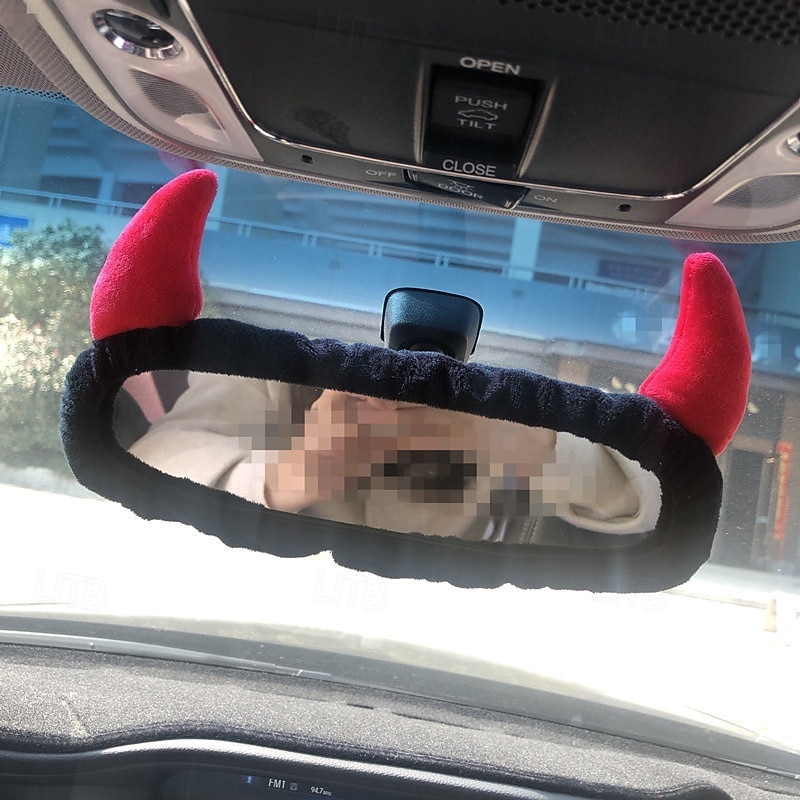 Cute Devil 1pc Car Rearview Mirror Cover Creative Fabric Decoration for Vehicle Interior for Halloween 2025 - $12.99 –P6