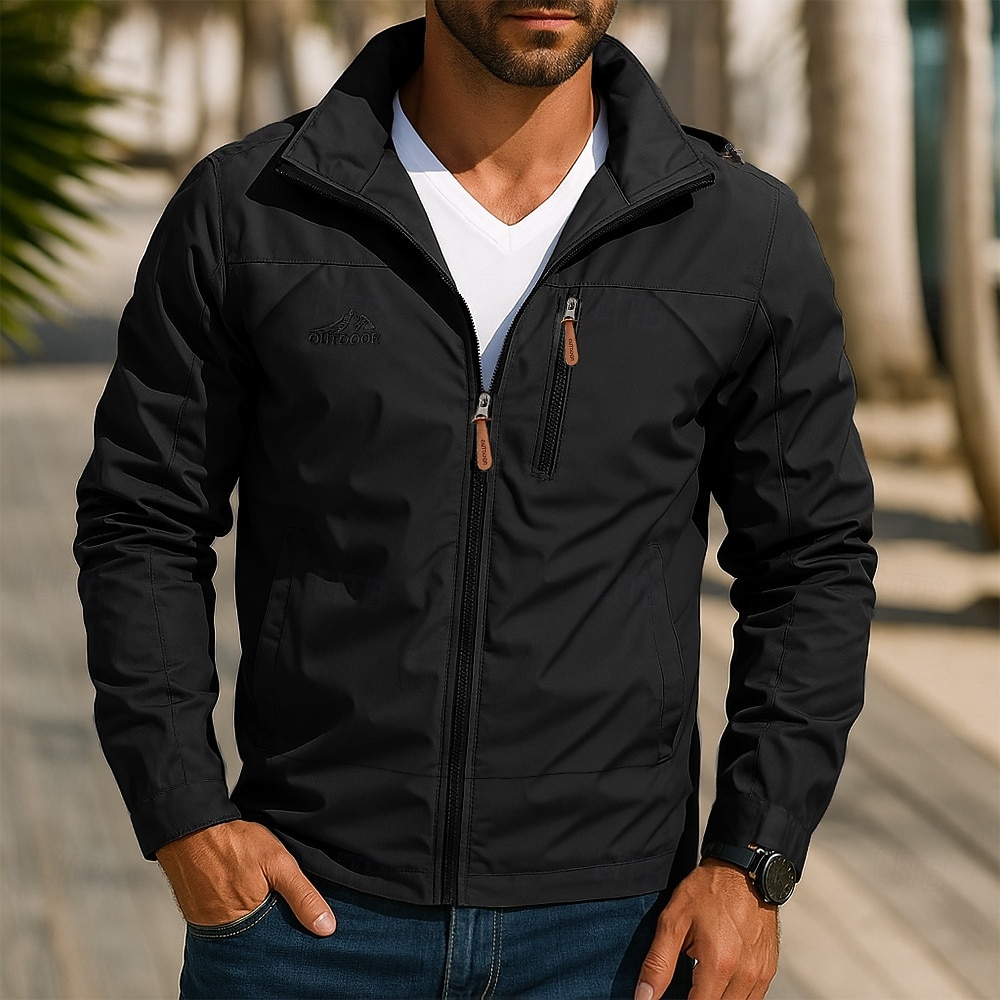 Per uomo Giacca da Esterno Giacca Tattica Giacca antivento Streetwear Casuale Impermeabile Antivento Tasca Primavera Autunno Tinta unica Casual Collo ripiegato Regolare Nero Blu marino Cachi Verde del 2026 a $42.99 –P5