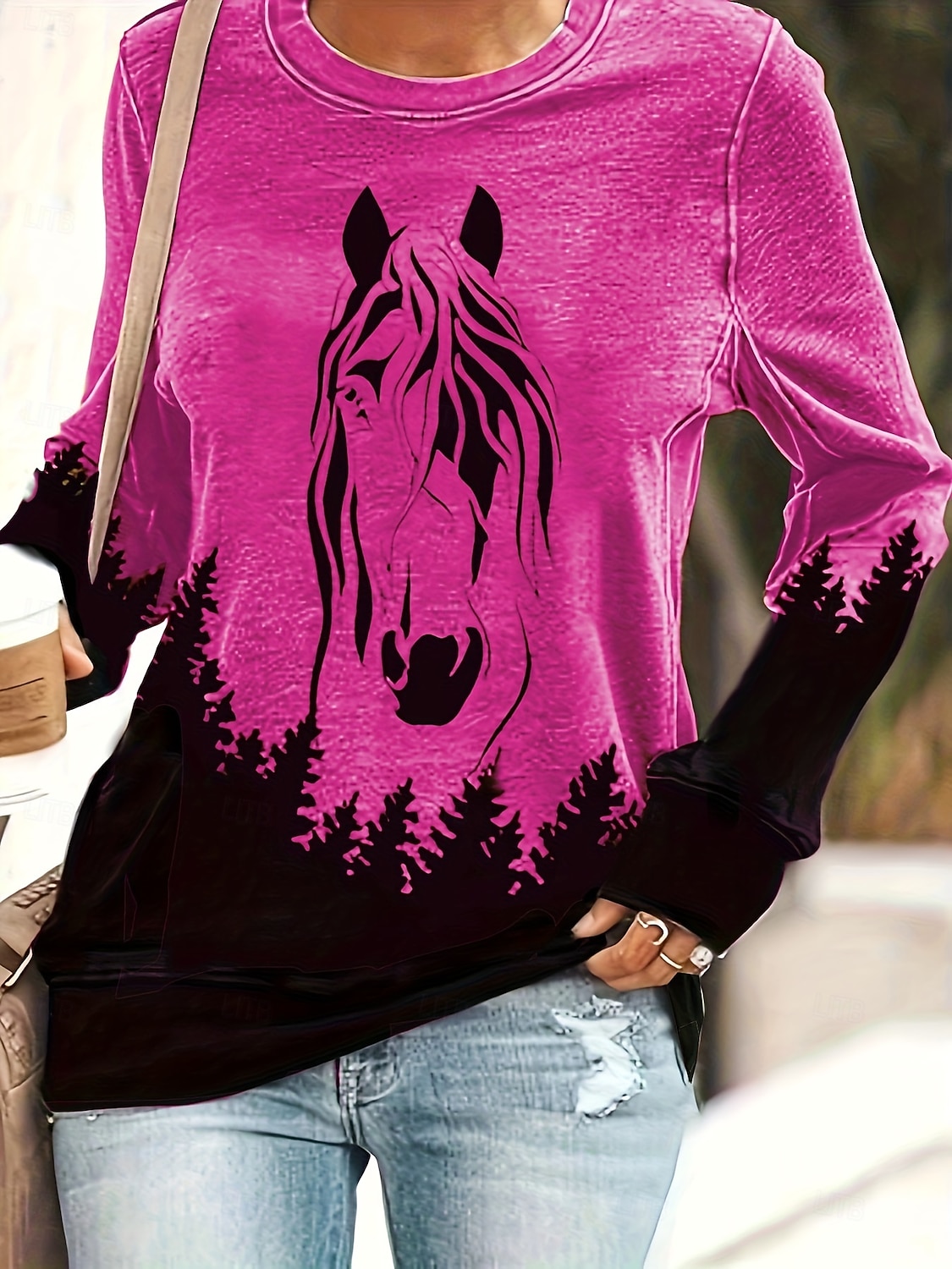 Per donna Felpa Pullover Grafico Animale Casual Manica Lunga Girocollo Top Regolari Streetwear Casuale Ferie Stampato Bianco Rosa Blu Marrone Verde Primavera Autunno Inverno del 2025 a $26.99 –P6
