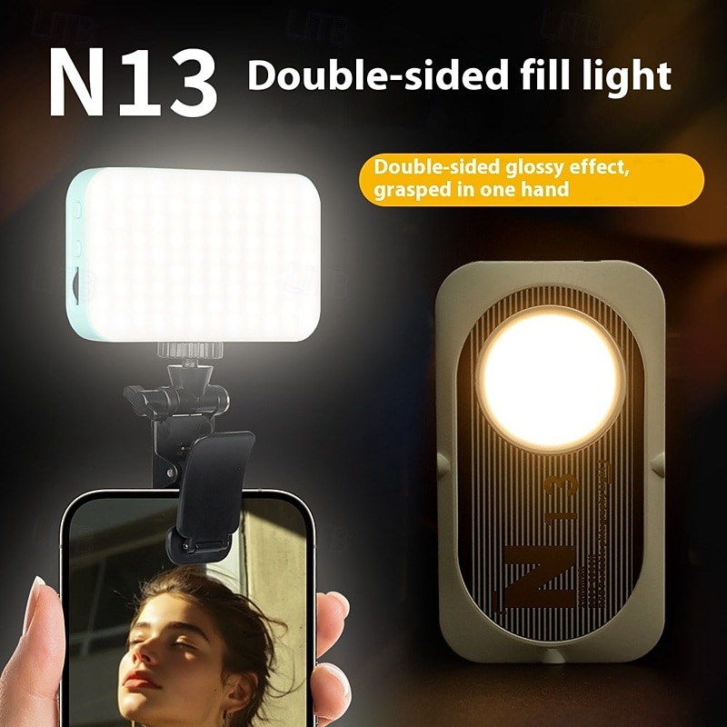 2025年 ポータブル セルフィー スマホライト 3モード LED クリップオンライト 充電式ビデオライト iPhone 写真 ティックトック Vlog コンピューター ノートパソコン ビデオ会議用  コレクション – $21.99 –P14