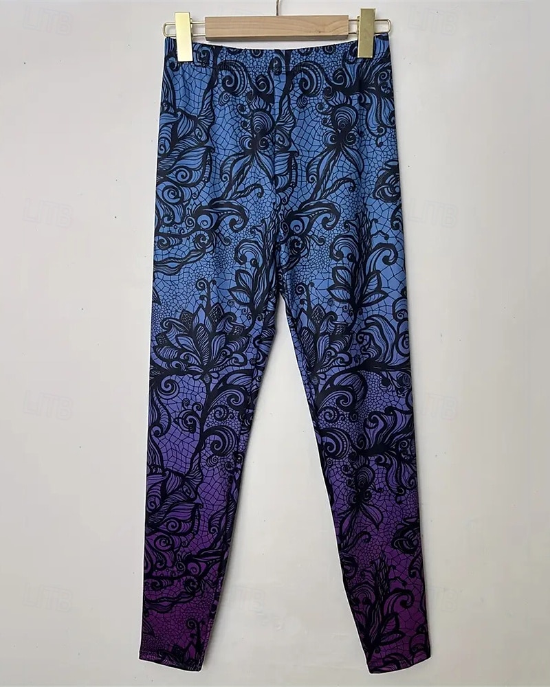 Mulheres Calças Leggings Leggings aconchegantes Roupa de rua Casual Comprimento total Cintura Alta Floral Cintura elástica Imprimir Respirabilidade Confortável Com Stretch Férias Rua Roupa Diária Azul de 2025 por $18.99 –P2