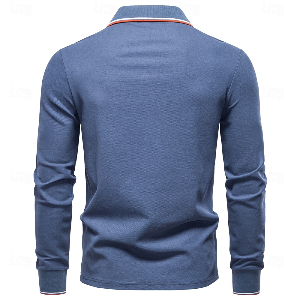 Hombre Polo Trabajo Negocio Cuello Vuelto Manga Larga Ocio Cómodo Plano Bloque de Color Puro Todas las Temporadas Ajuste regular Rojo rubí Negro Blanco Azul Marino Oscuro Gris claro Verde Ejército 2026 - $22.99 –P10