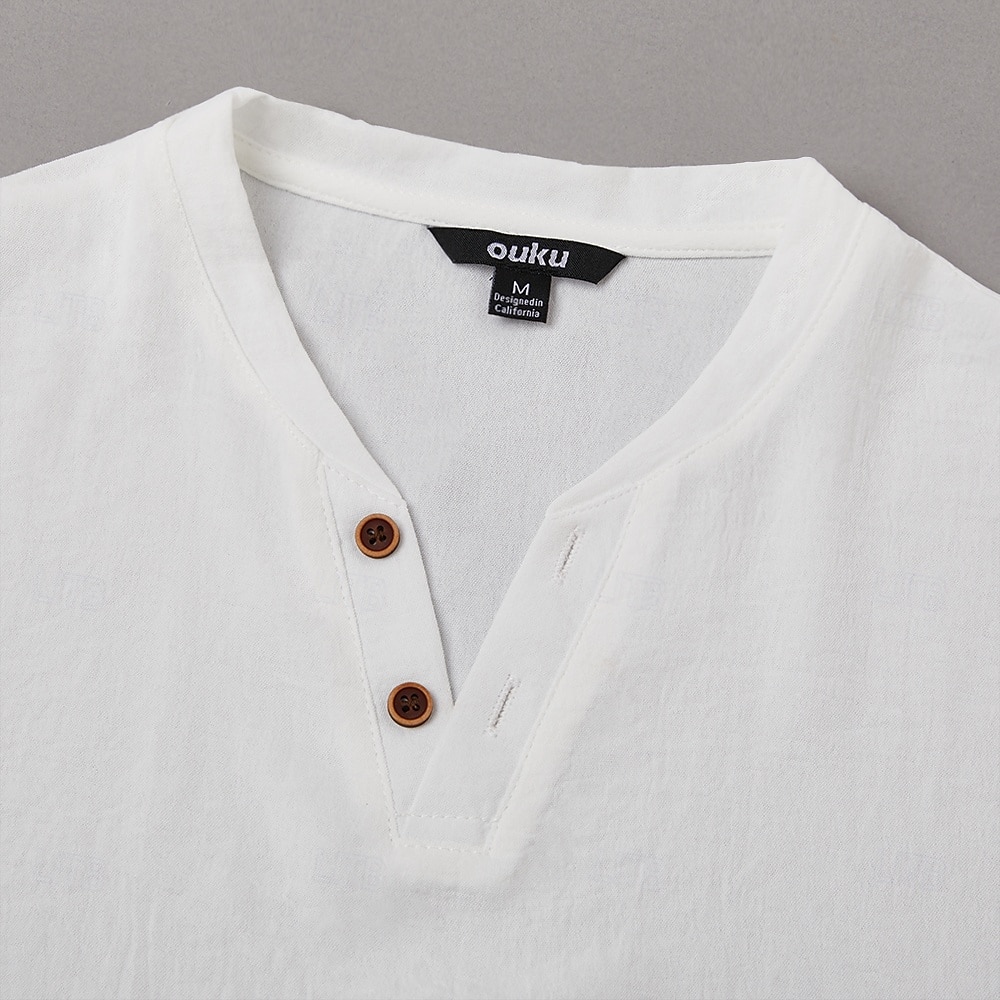 Férfi Henley ing Tee Top Sima V-alakú Utca Vakáció Rövid ujjú Ruházat Divat Dizájn Alap 2025 - $17.99 –P14