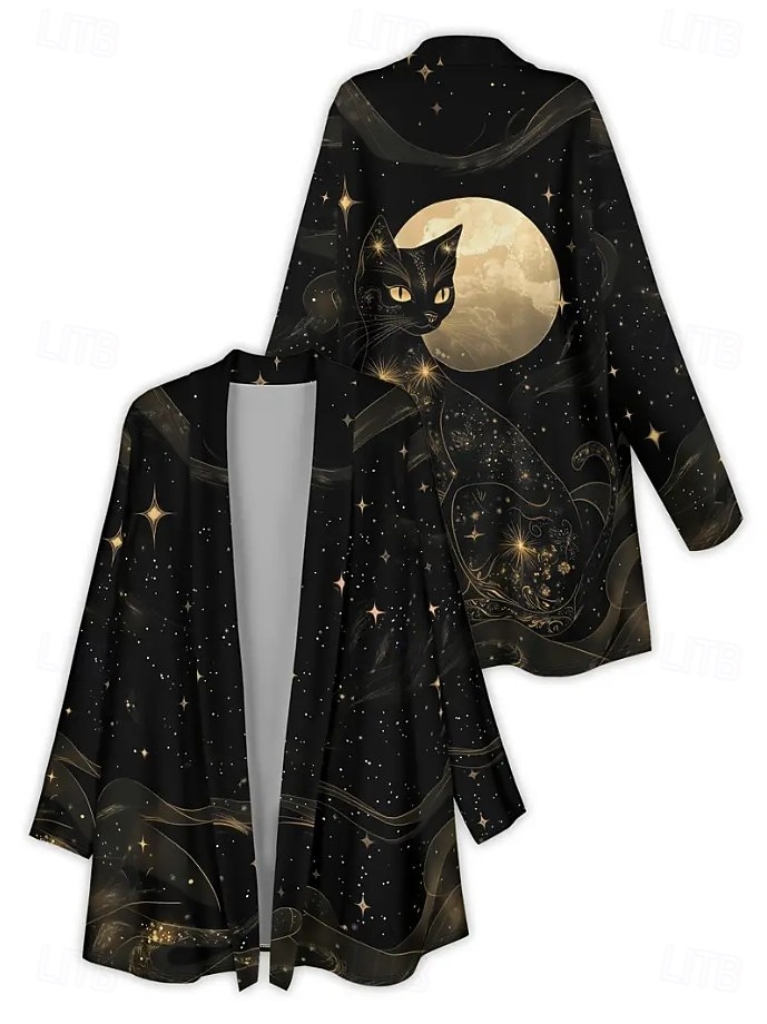 Női Ballonkabát Könnyű Kényelmes Nyomtatott Szüret Divat Alkalmi Állat Hétköznapi Szokványos Gallér nélküli Normál Hosszú ujj Felsőruházat Fekete és fehér Fekete Tavasz Ősz 2025 - $26.99 –P2