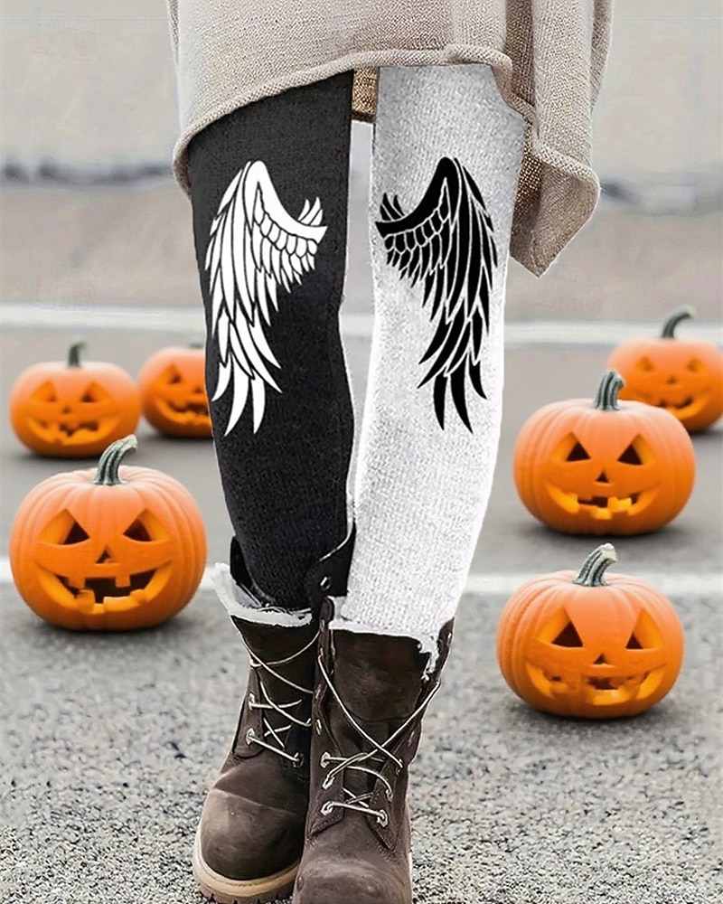 Dam Byxor Damasker Mysiga leggings Streetwear Ledigt Fullängd Hög midjaPantsHalloween Färgblock Grafiska tryck Elastisk midja Mönster Mateial som andas Bekväm Elastisk Semester Gata Dagliga kläder 2025 - $23.99 –P1