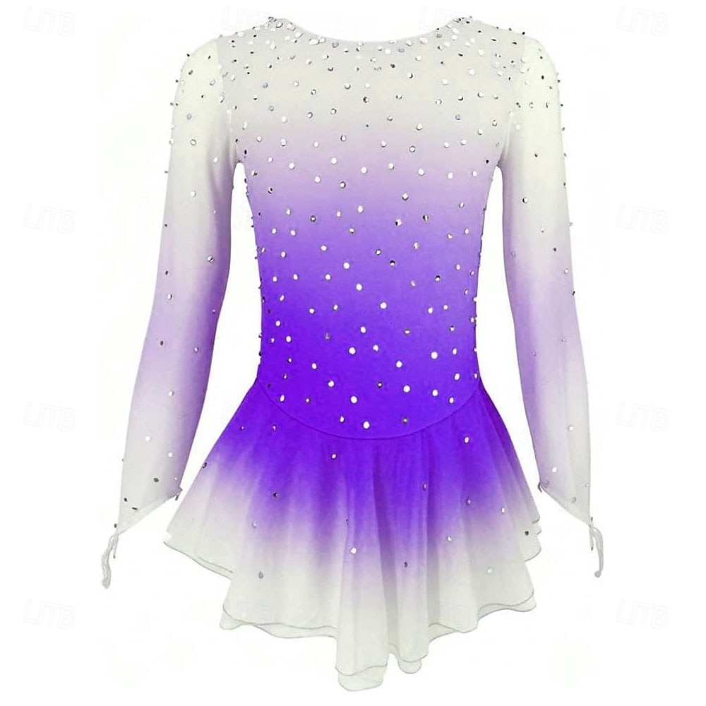 uniforme de patinação artística rosa para meninas para performance e competição de 2026 por $239.39 –P8
