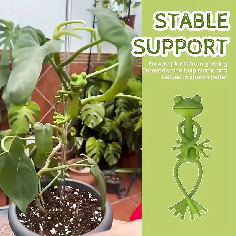 Supporti per piante a forma di rana verde da 2/4 pezzi, supporto robusto per piccole piante in vaso e succulente, grazioso decoro da giardino per balconi e spazi interni, design a risparmio idrico, del 2025 a $8.99 –P7