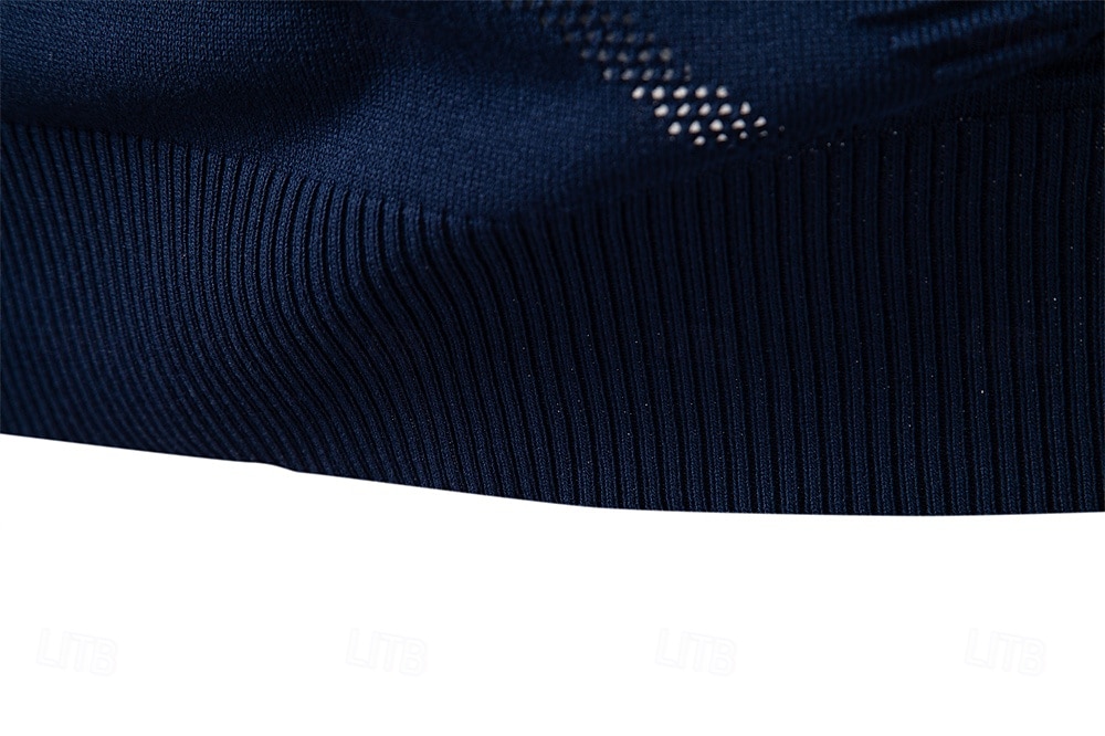 Herre Pullover genser Strikke Vanlige topper Jacquard Knapper Helfarge Polokrage Elegant Årgang Skole Hjem Klær Vår Høst Mørk Marineblå Kakifarget S M L 2026 - $35.99 –P15