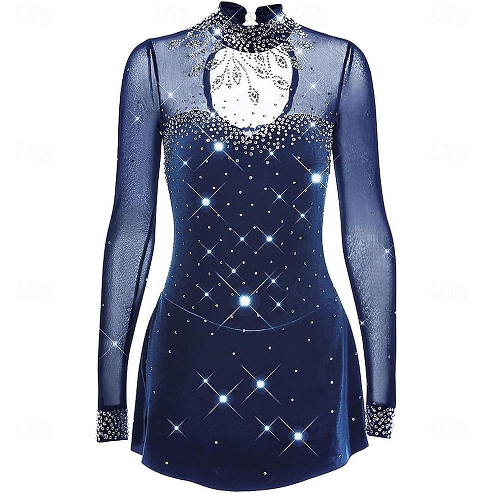 naisten taitoluistelupuku tytöille mustat strassit kilpailutanssiasut 2026 - $228.69 –P10