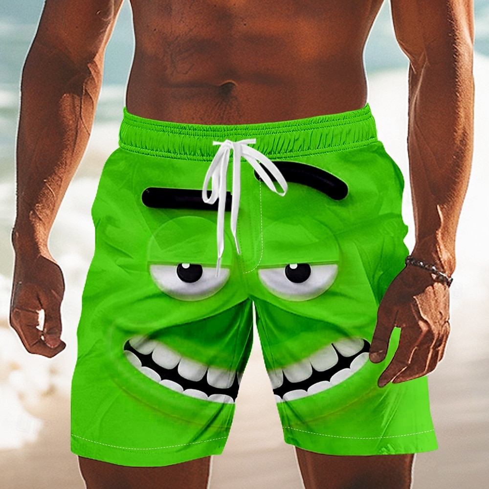 Men's 3D Cartoon Smile Face Swim Trunks Swim Shorts Board Shorts Mid Waist Funny Outdoor Vacation Dailywear Side Pockets Mesh Lining Elastic Drawstring Waist Designer Clothing Apparel 2025 - $19.99 –P3