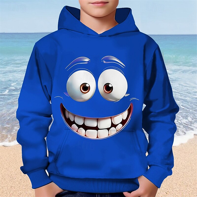 Moletom com capuz estampa 3D para meninos, estampa engraçada com sorriso, manga longa, moda outono inverno, streetwear, crianças de 4 a 12 anos, com capuz, casual, para atividades ao ar livre, ajuste de 2025 por $18.99 –P3