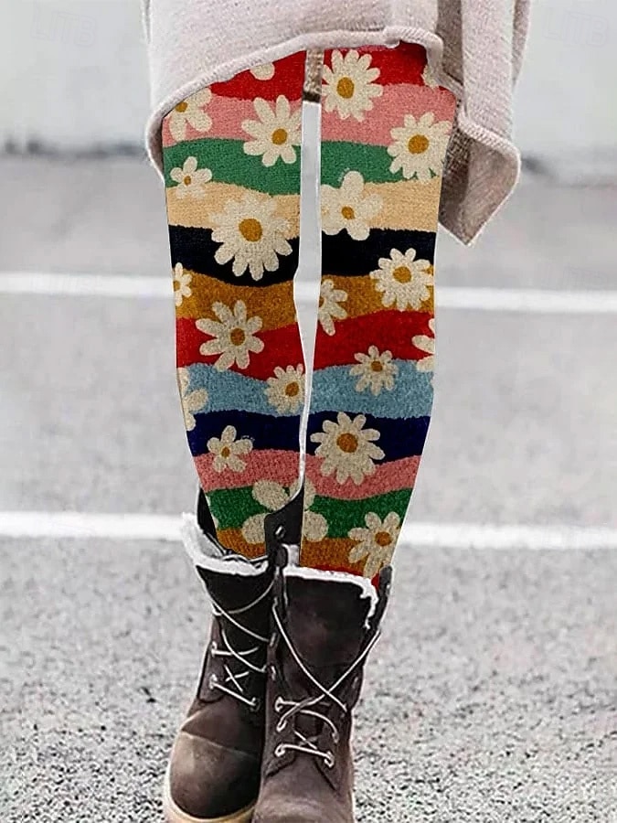 Women's Pants Trousers Leggings Streetwear Casual Full Length High Waist Striped Elastic Waist Print Breathability Comfortable Stretchy Vacation Street Daily Wear Black Grey Black 2# Yellow Pink 2025 - $18.99 –P6
