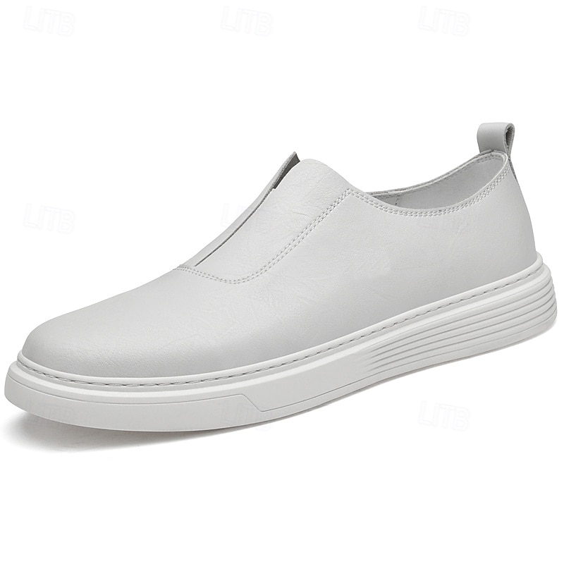 Chaussures blanches à enfiler en cuir pour hommes - minimalistes et confortables, adaptées aux professionnels occupés au bureau et dans des environnements décontractés de 2026 ? $64.99 –P3