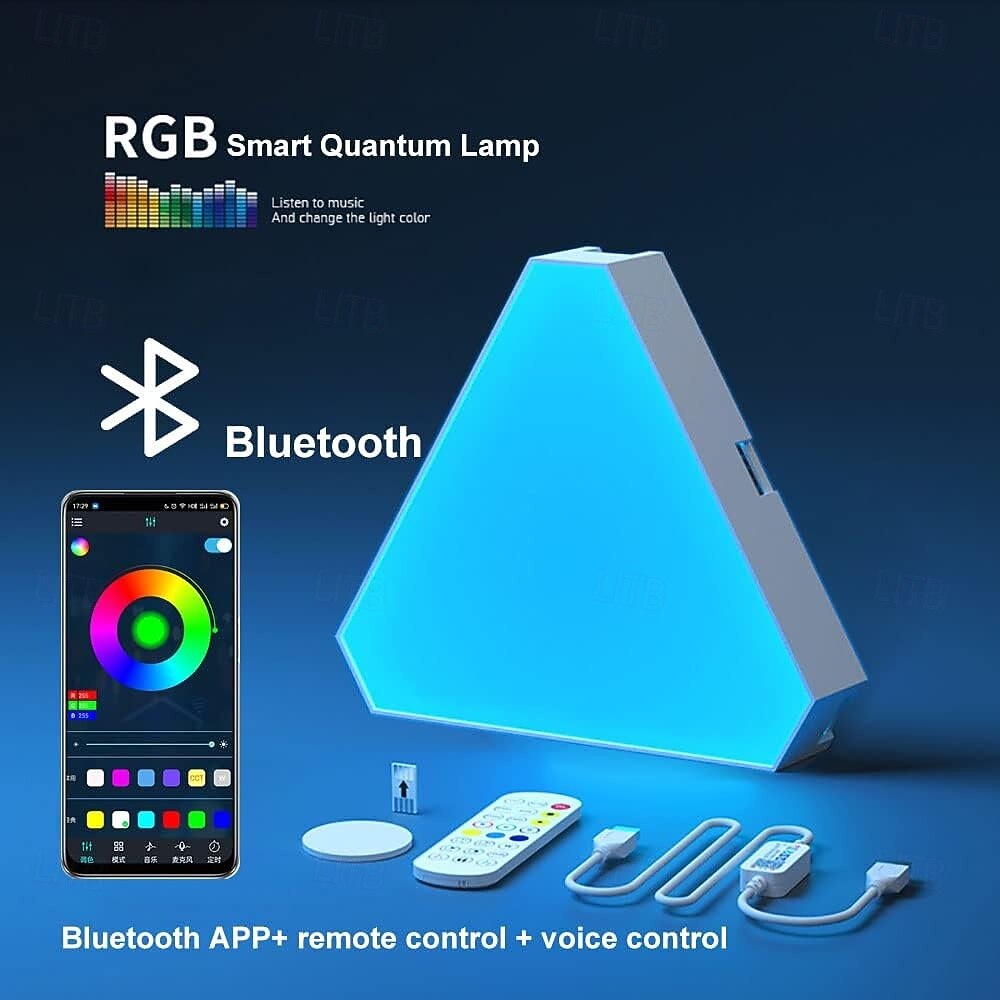 Lampes triangulaires à LED, wi-fi, Bluetooth, USB, ambiance quantique, veilleuse pour chambre à coucher, décoration créative, appliques murales de 2025 ? $23.99 –P3