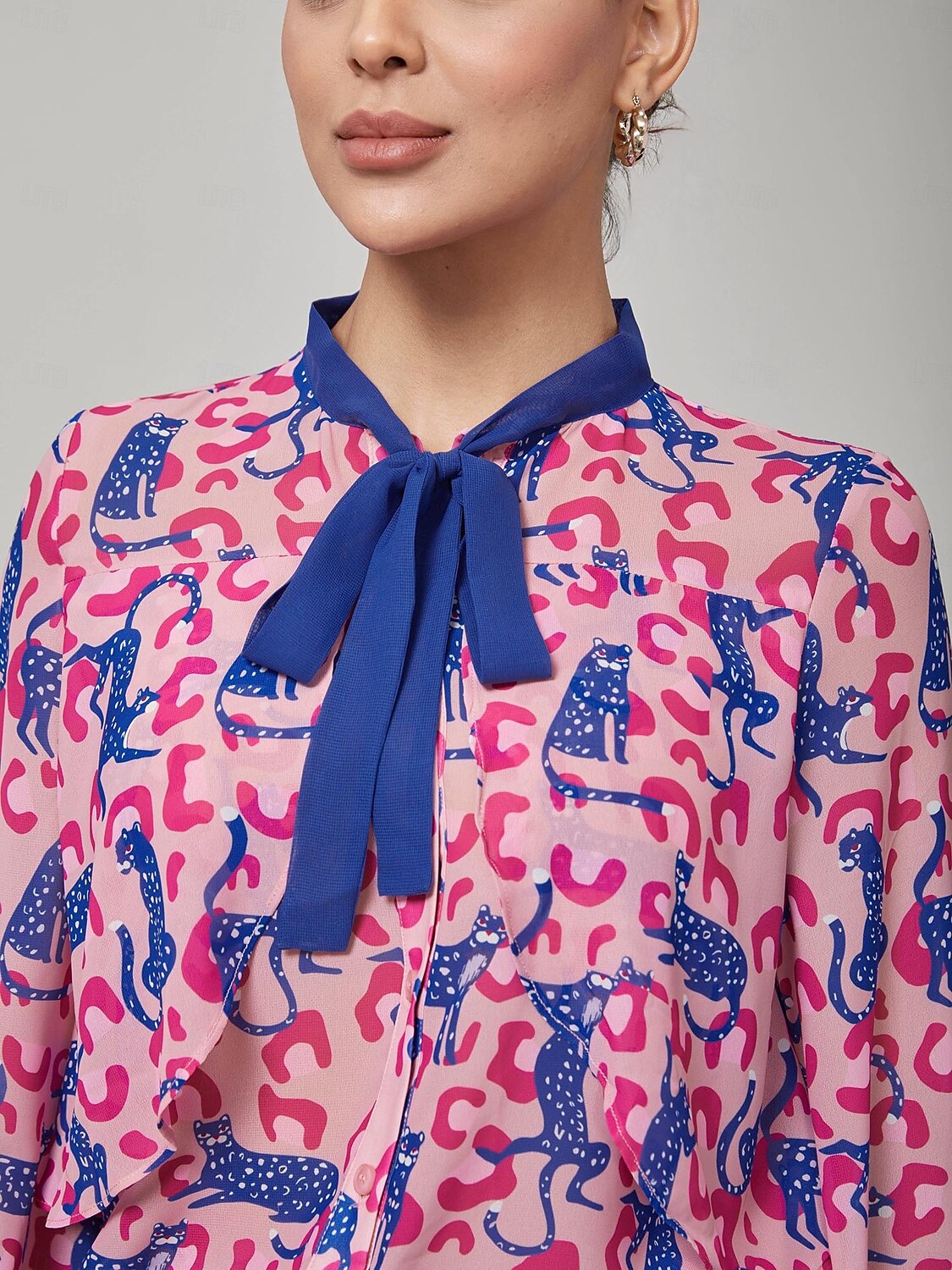 camicetta a maniche lunghe con stampa leopardata rosa del 2025 a $56.99 –P4