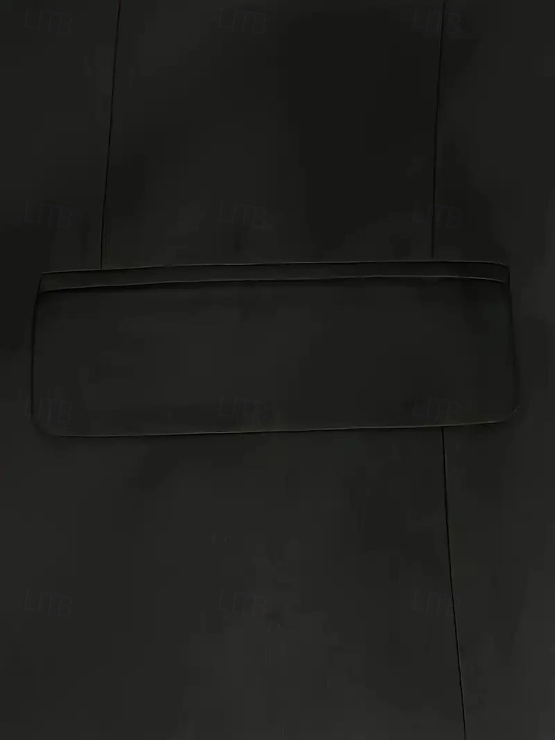 2026年 男性用 パーティースーツ ビーチウェディング 春の結婚式 ブラック 春夏 スーツ ノッチドラペル カジュアル フォーマル ソリッド スリムフィット 3点セット シングルブレスト 一つボタン  コレクション – $129.99 –P4