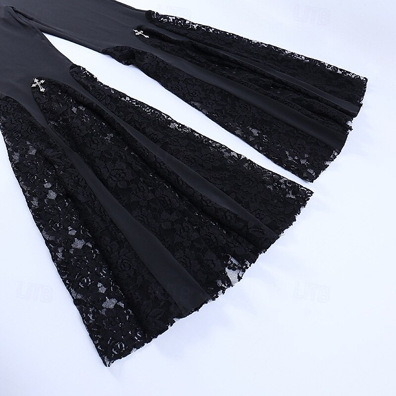 Gótico Los pantalones de campana Pantalones acampanados Encaje Disfraz Mujer Fantasía Víspera de Todos los Santos Carnaval Rendimiento Fiesta Adultos Pantalones 2026 - $30.99 –P4