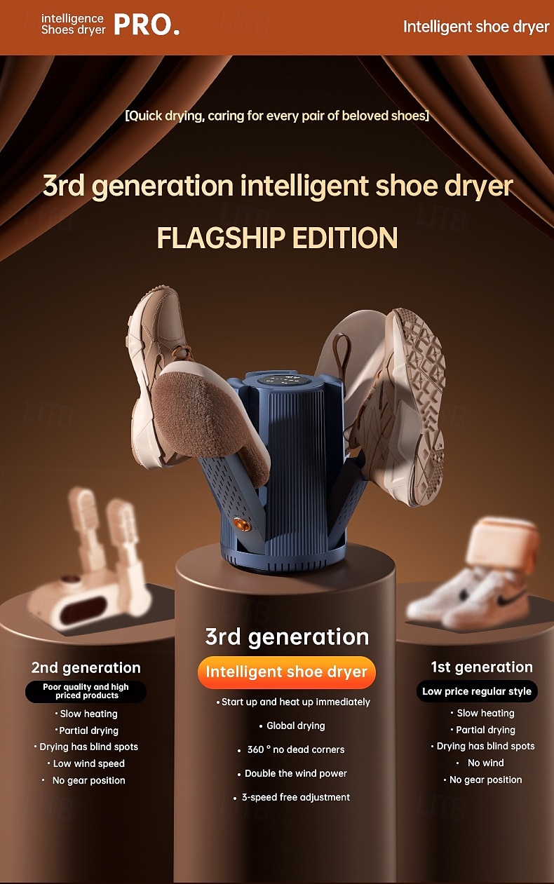 Inteligentna suszarka do butów z timerem, domowa, składana suszarka do butów, 2 pary butów, stała temperatura, suszarka do butów, sterylizacja UV 2025 - $41.99 –P1