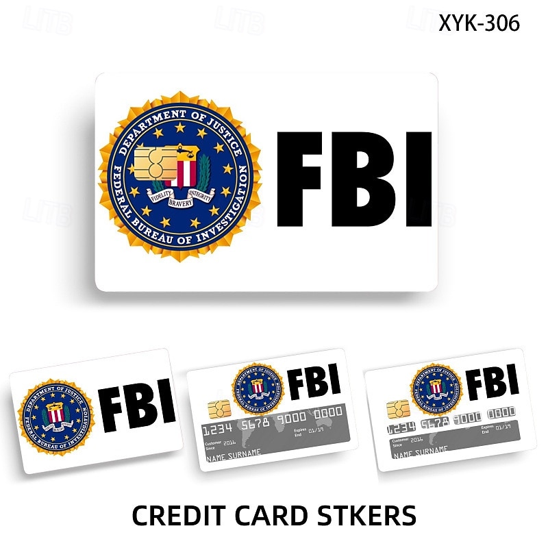 Набор из 4 скинов карт секретных агентов для косплея FBI/ICE Designs &подарочный набор наклеек матовый идентификатор &Декоративные наклейки для кредитных карт, персонализированные стильные наклейки 2026 - $12.99 –P15