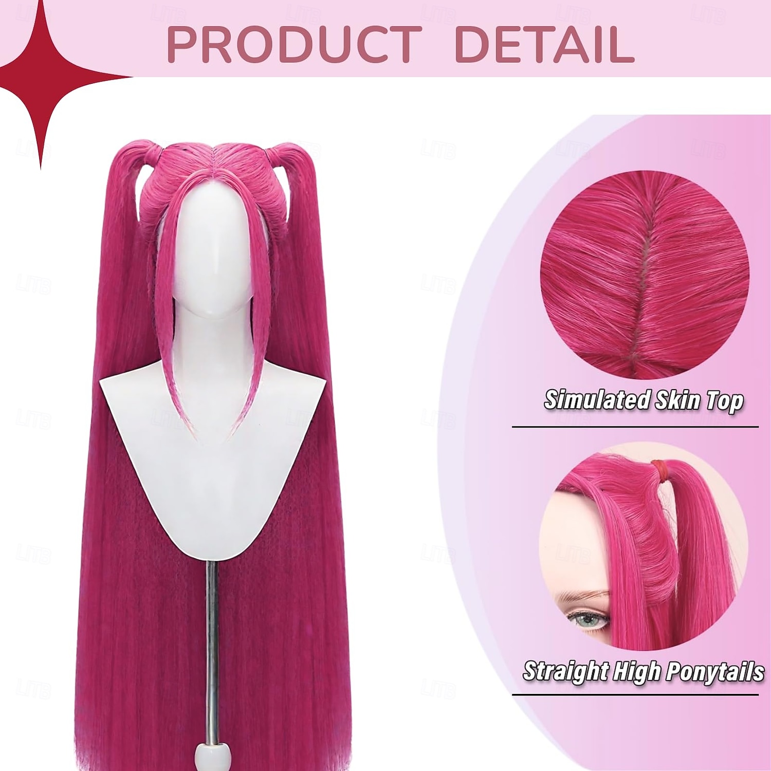 Koreansk Idol-inspirerad kostym popstjärnaperuk cosplayperuk animeperuker långt rakt håraccessoar för kvinnor flickor 2025 - $19.99 –P7