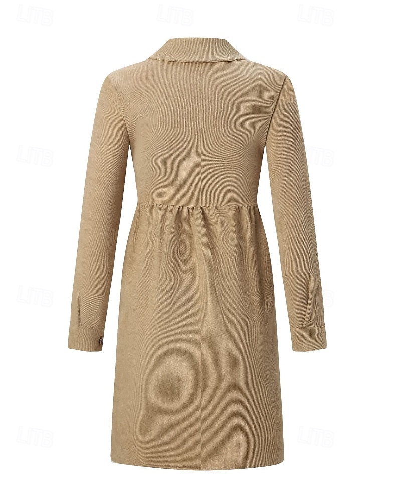 Pentru femei Rochie Mini Rochii Tip Cămașă Clasic Modern În aer liber Vacanță Sfârșit de săptămână Fit regulat Simplu Manșon Lung Guler Cămașă Negru Albastru piscină Mov Kaki Toamnă 2025 - $22.99 –P4