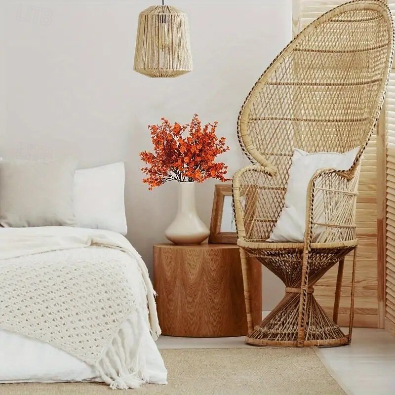 6 ks umělých podzimních oranžových květin pro venkovní použití – realistické hedvábné okvětní lístky s odnímatelnými stonky pro DIY svatbu, dekorace do kanceláře, na párty, květinové aranžmá, bytové 2026 - $19.99 –P7