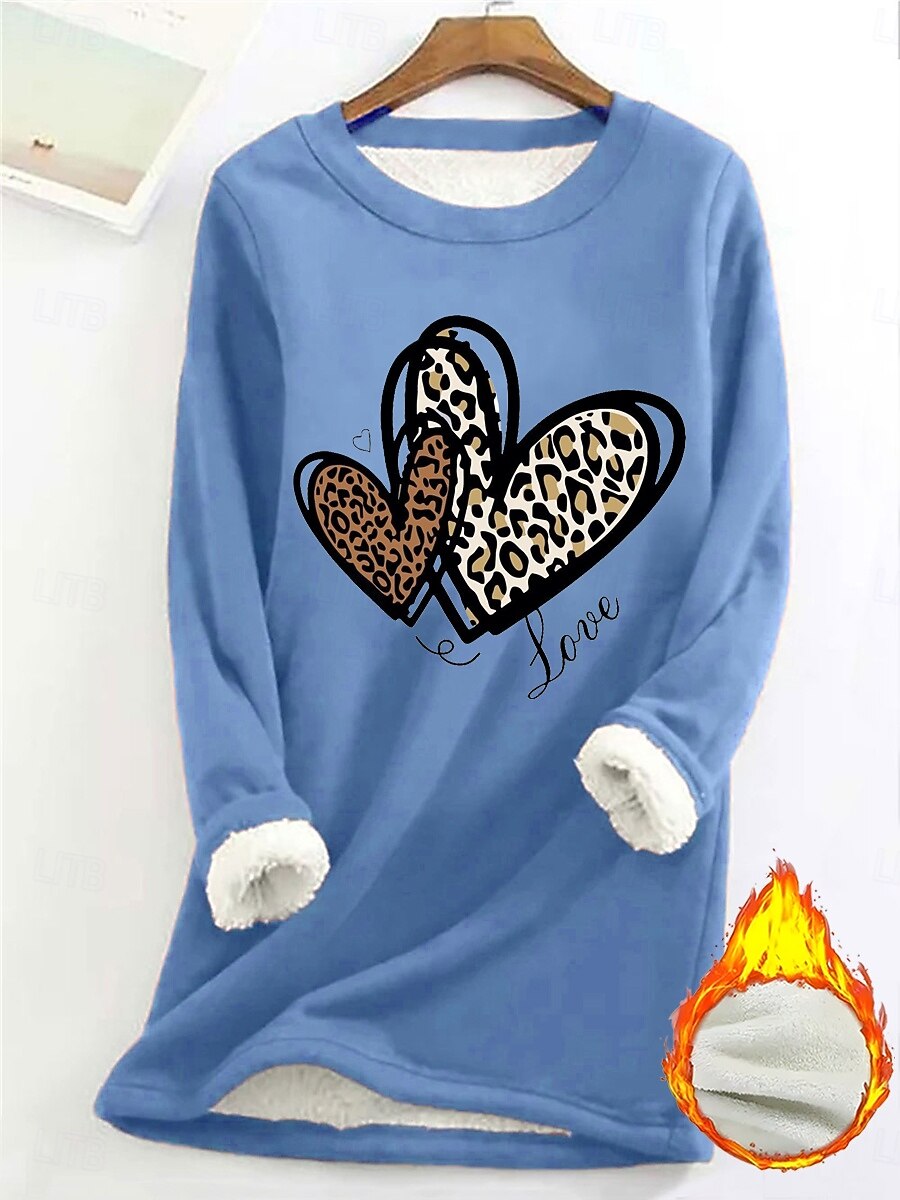 Felpa da donna felpa foderata in pile pigiama caldo grafica a cuore calda casual morbida maniche lunghe collo rotondo lunghe casual rosa chiaro gialla rosa scuro rossa blu primavera autunno inverno del 2025 a $23.99 –P2