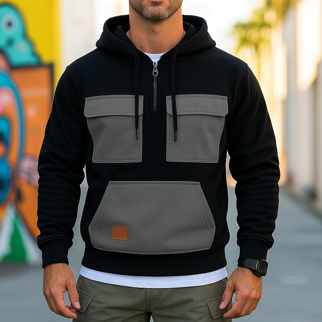 Per uomo Felpa con cappuccio Felpa con cappuccio e zip corta Felpa con cappuccio in pile Felpa con cappuccio tattica Rosso Blu Viola Verde Cachi Con Cappuccio Semplice Patchwork Cerniera Blocco di del 2025 a $23.99 –P6