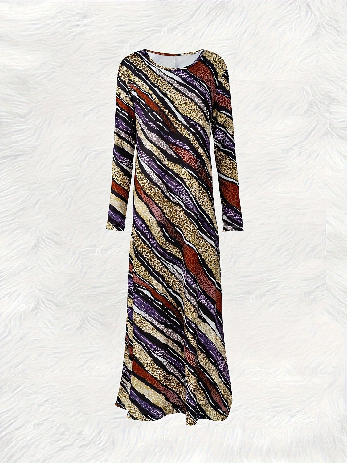 Damen Maxikleid Shiftkleid A Linie Kleid Party Lässig Boho Date Lässiger Schnitt Grafik Tiermotiv Leopard Langarm Rundhalsausschnitt Purpur Khaki Frühling Herbst Winter 2025 - $32.99 –P2