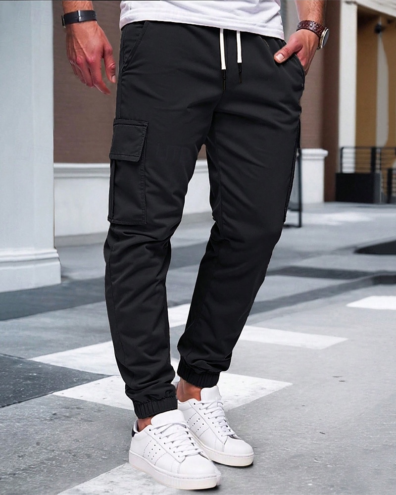 Men's Cargo Pants Joggers Trousers Drawstring Elastic Waist Multi Pocket Plain Wearable Outdoor Daily Camping & Hiking Fashion Classic Black Yellow 2026 - $21.99 –P14