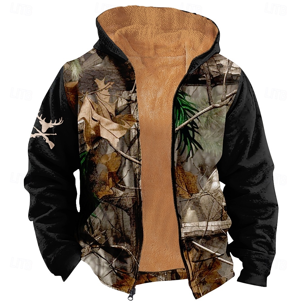 Per uomo Mimetico Pile Felpa con Cappuccio Giacca di pelle Felpa Classico Militare Da caccia Manica Lunga Girocollo All'aperto Campeggio Nero Cachi Verde militare Con zip Autunno Inverno progettista del 2026 a $41.99 –P3