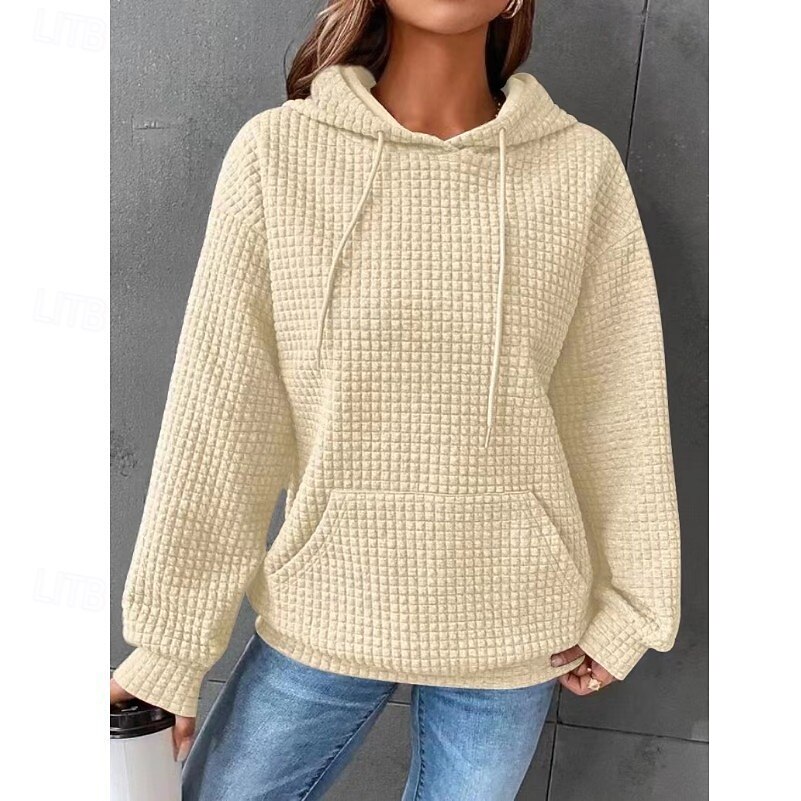 Per donna Felpa con cappuccio Casual Comodo Manica Lunga Con Cappuccio Top Regolari Casuale Tasca Frontale Marrone rossastro Nero Bianco Giallo Rosa Autunno Inverno del 2025 a $25.99 –P14