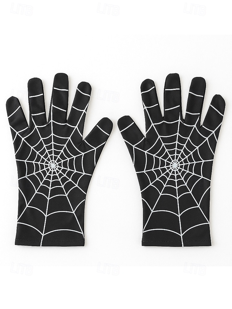 Gants d'Halloween en toile d'araignée pour homme – accessoire de costume de cosplay extensible pour fête, jeu de rôle et vie nocturne de 2025 ? $11.99 –P9