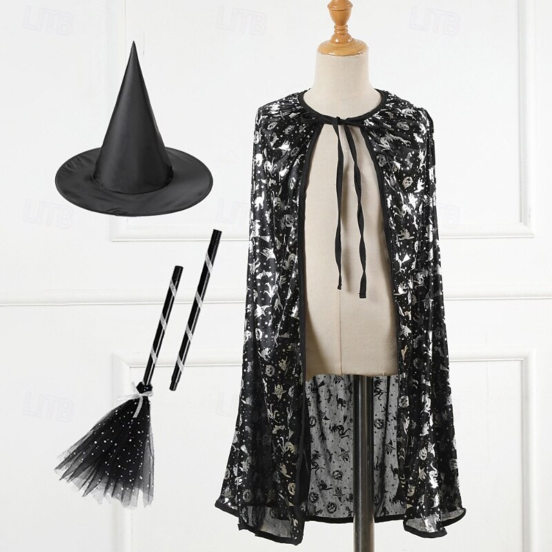 Bambini Ragazze Halloween A mantellina Geometrico Moda All'aperto Cappotto Capispalla 4-12 Anni Autunno Argento Multicolore Nero del 2025 a $14.49 –P7